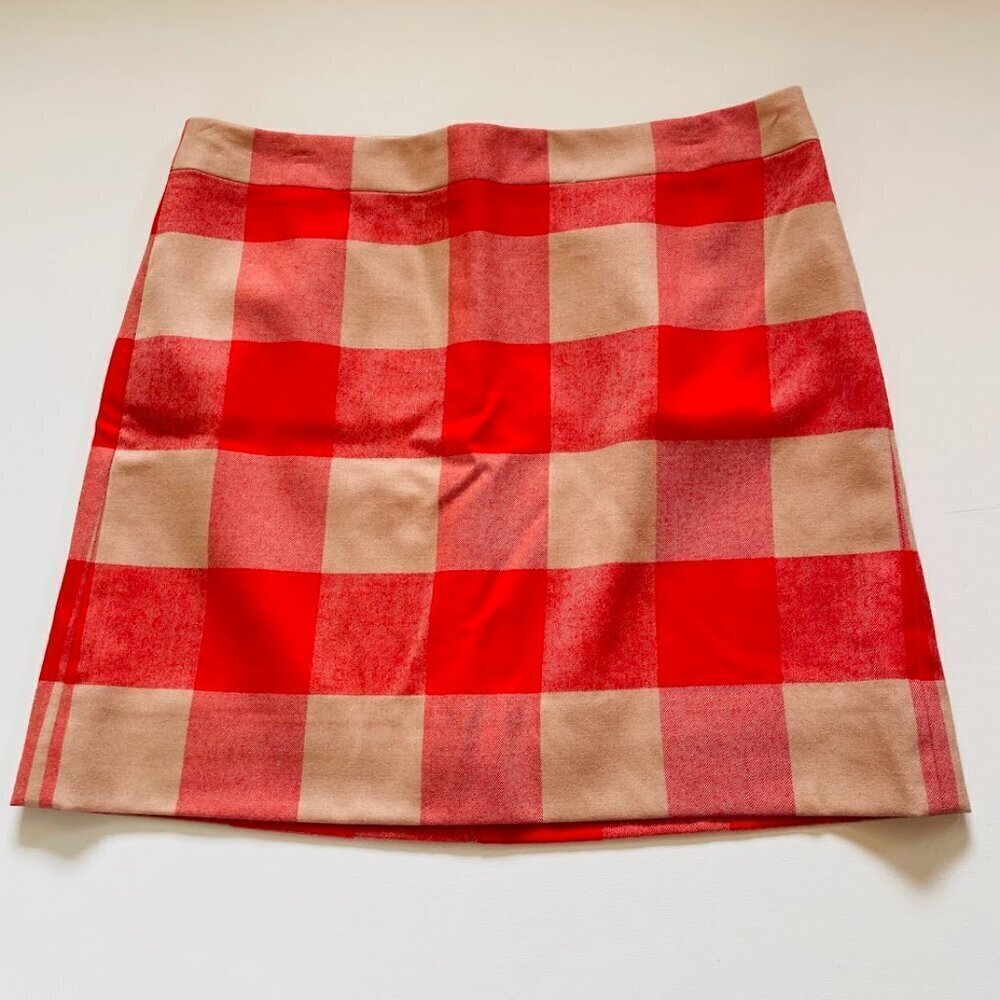 NWT J. Crew Wool Pumpkin Spice Skirt Buffalo Plaid Fall Classic Sweater Holiday